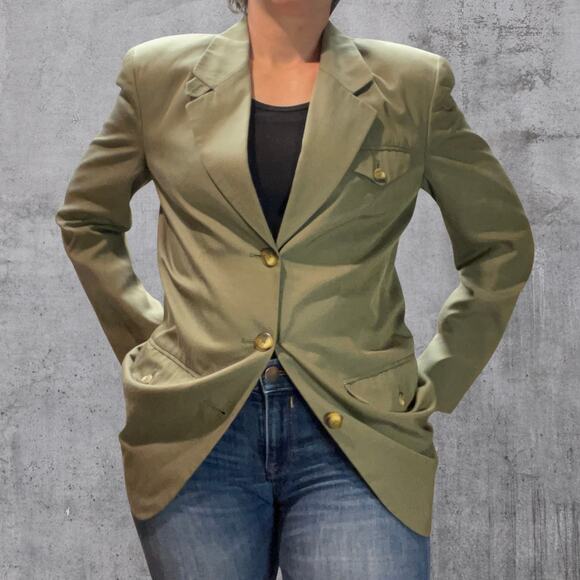 Vintage Women's Blazer Military Army Green - Grunge - 3 Pockets - Women's 6 EUC - Picture 4 of 10